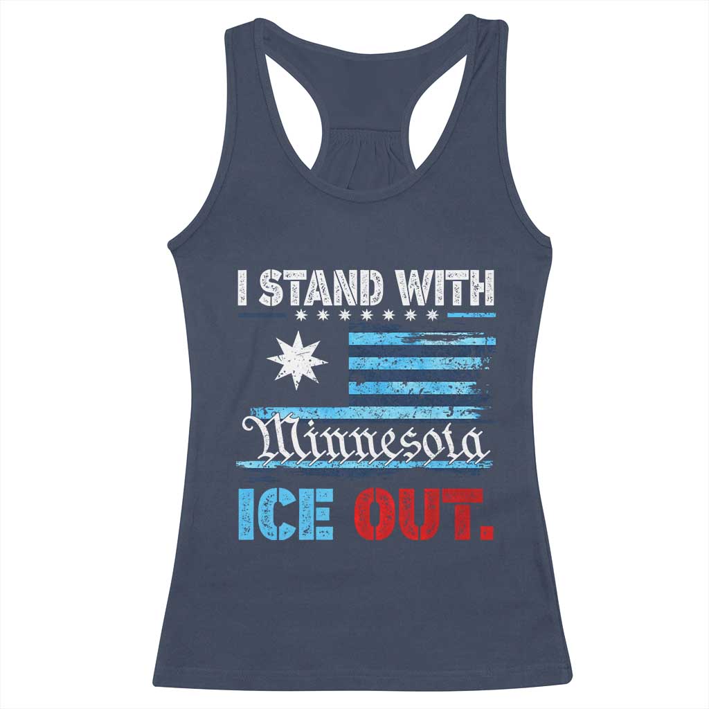 I Stand With Minnesota Racerback Tank Top Minnesota Flag Anti ICE Immigration Protest