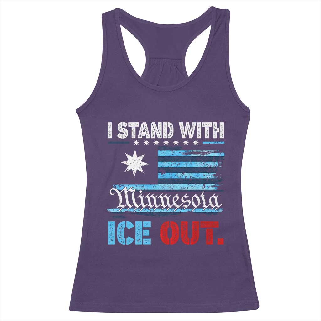 I Stand With Minnesota Racerback Tank Top Minnesota Flag Anti ICE Immigration Protest