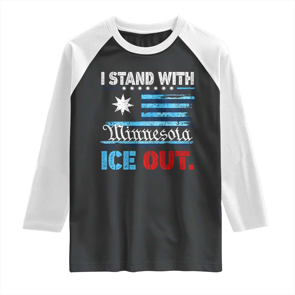 I Stand With Minnesota Raglan Shirt Minnesota Flag Anti ICE Immigration Protest