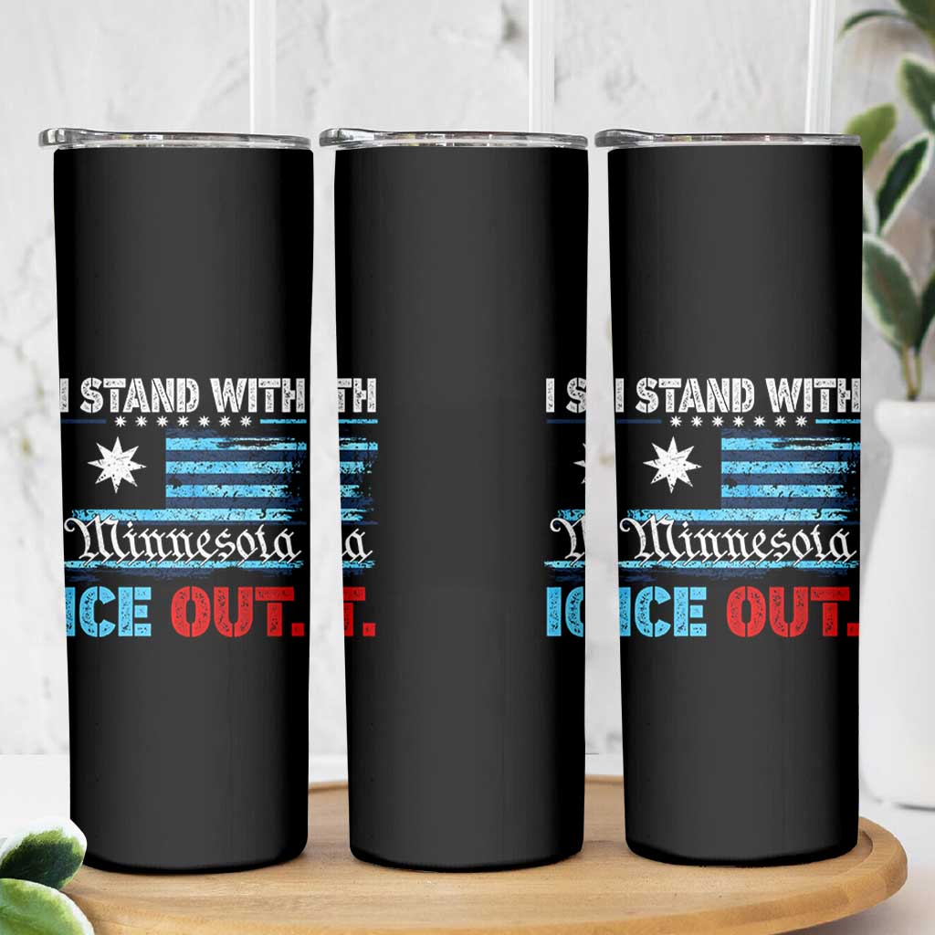 I Stand With Minnesota Skinny Tumbler Minnesota Flag Anti ICE Immigration Protest