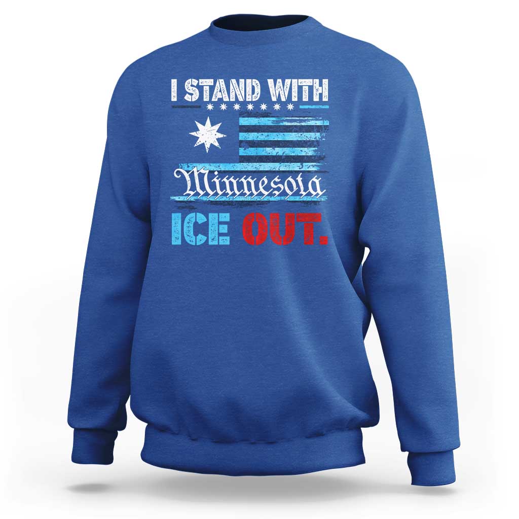 I Stand With Minnesota Sweatshirt Minnesota Flag Anti ICE Immigration Protest