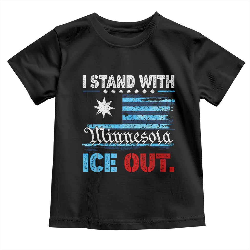 I Stand With Minnesota Toddler T Shirt Minnesota Flag Anti ICE Immigration Protest