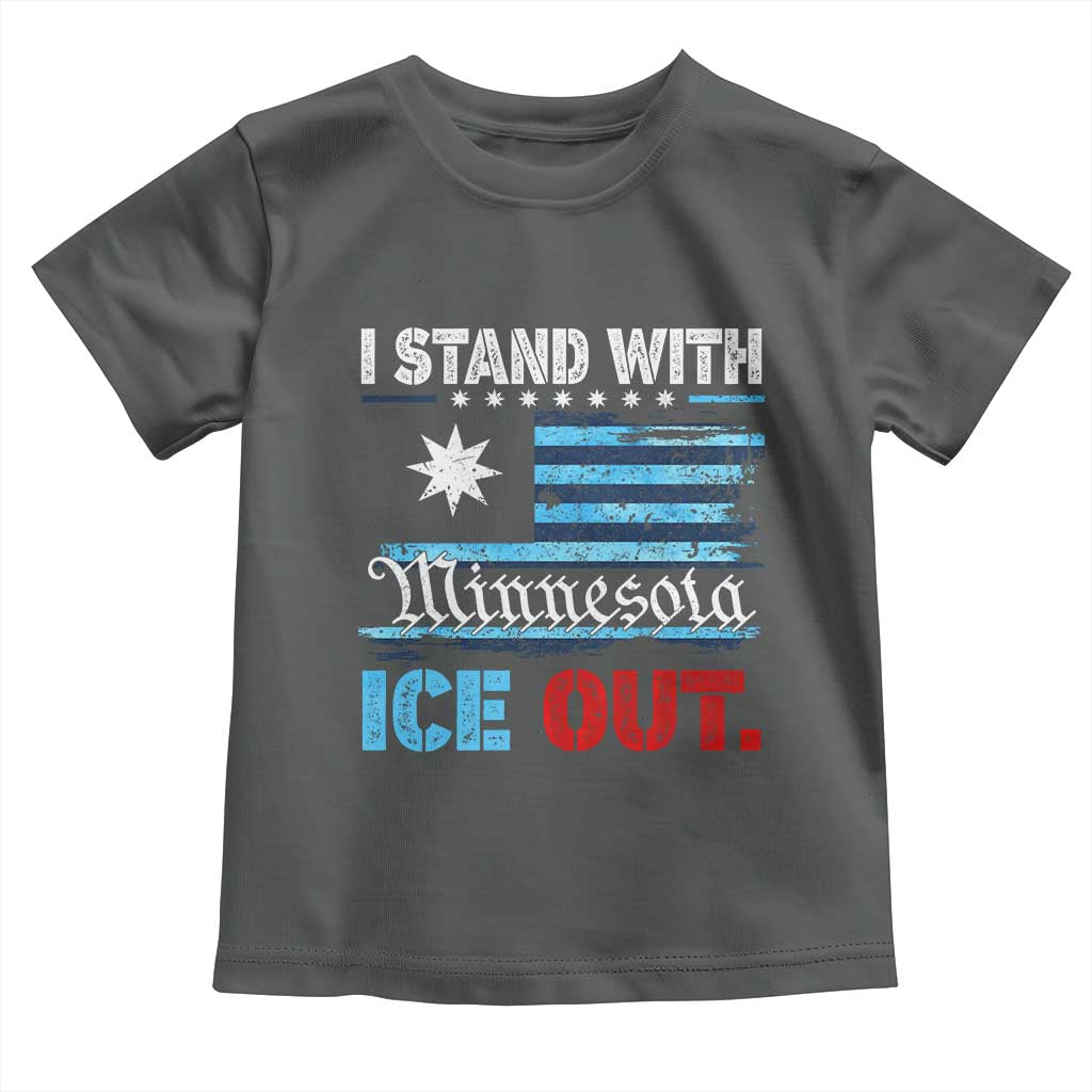 I Stand With Minnesota Toddler T Shirt Minnesota Flag Anti ICE Immigration Protest