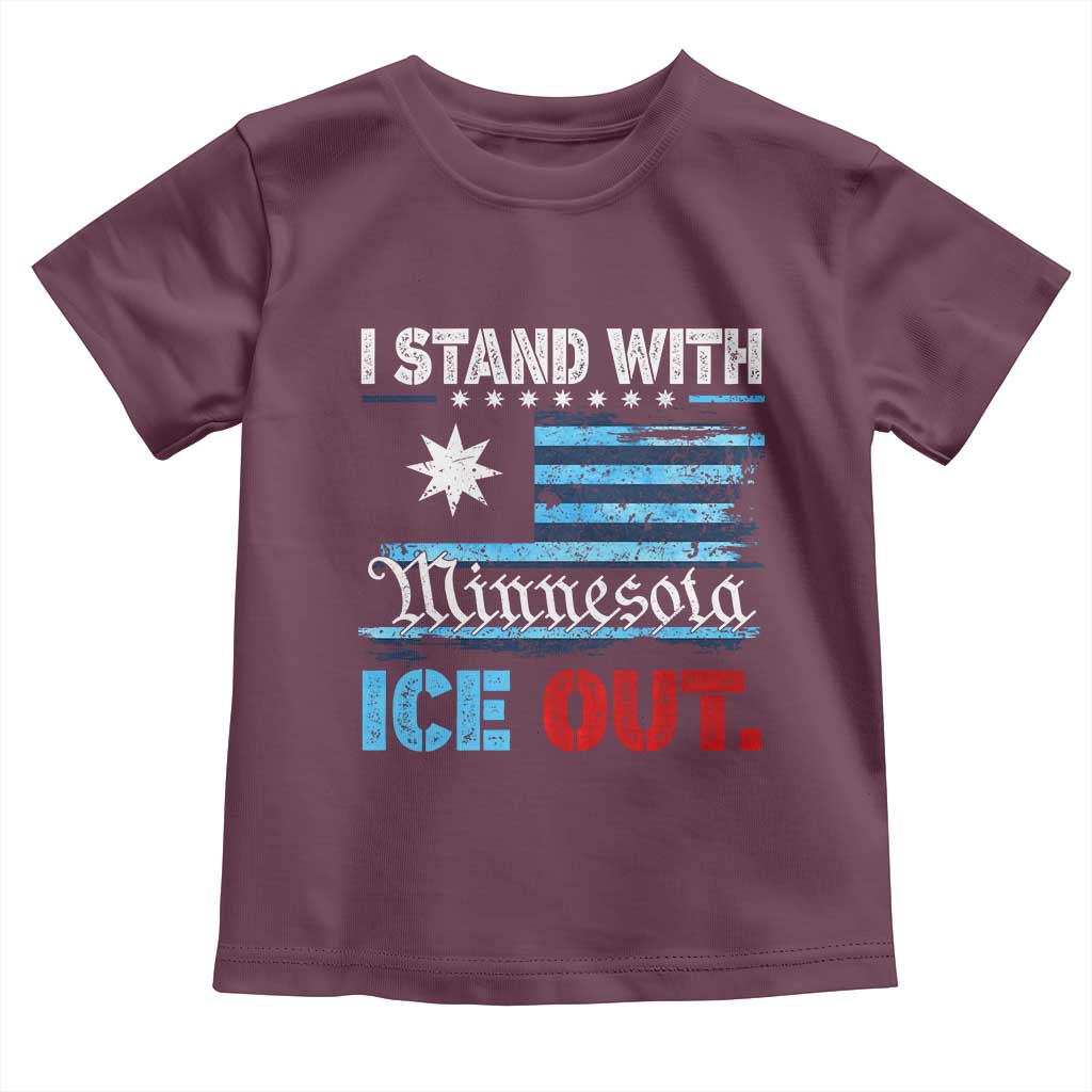 I Stand With Minnesota Toddler T Shirt Minnesota Flag Anti ICE Immigration Protest