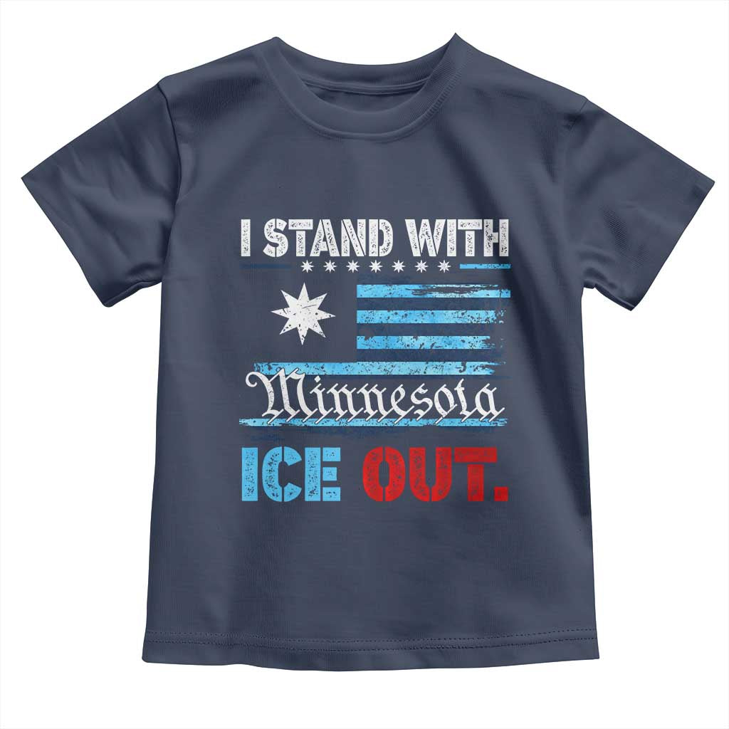 I Stand With Minnesota Toddler T Shirt Minnesota Flag Anti ICE Immigration Protest