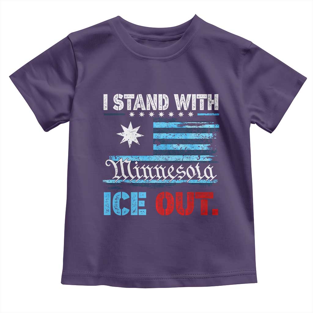 I Stand With Minnesota Toddler T Shirt Minnesota Flag Anti ICE Immigration Protest