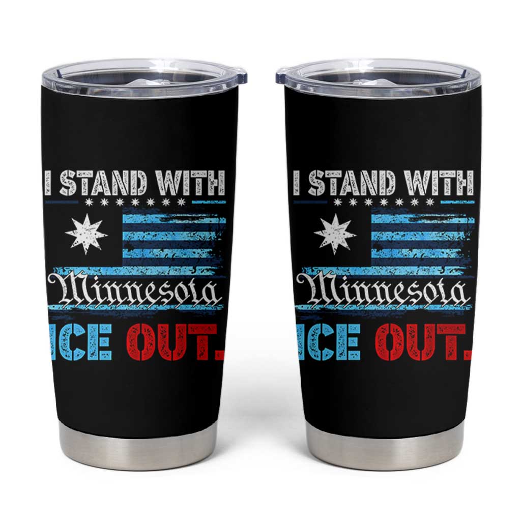 I Stand With Minnesota Tumbler Cup Minnesota Flag Anti ICE Immigration Protest