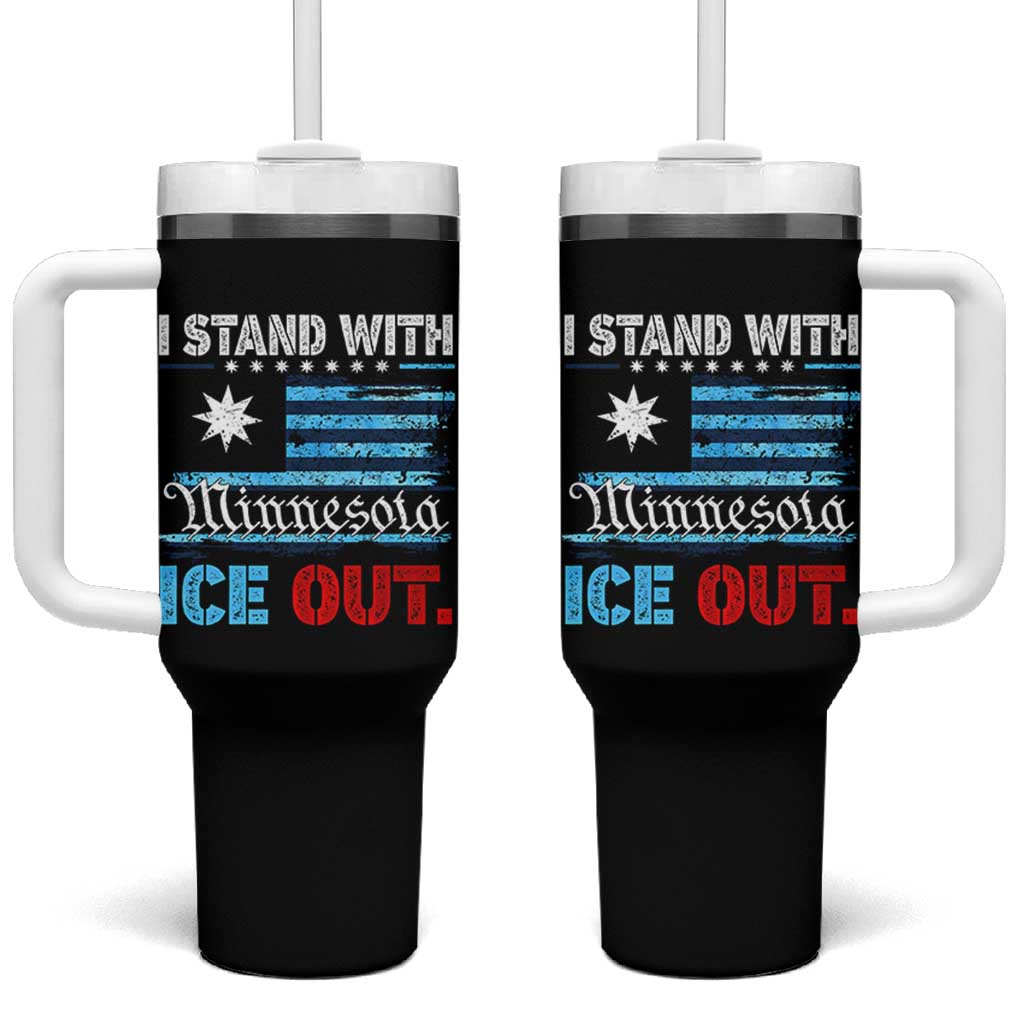 I Stand With Minnesota Tumbler With Handle Minnesota Flag Anti ICE Immigration Protest