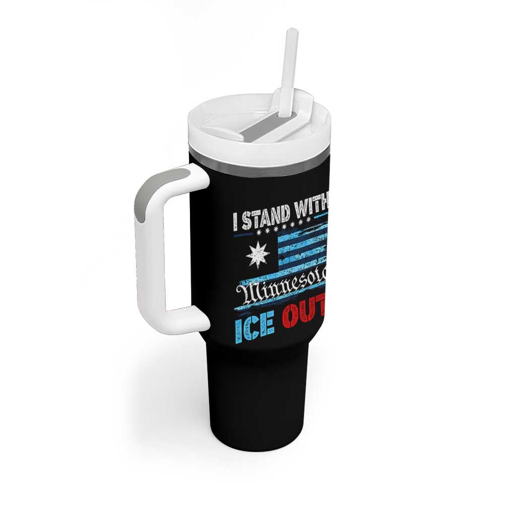 I Stand With Minnesota Tumbler With Handle Minnesota Flag Anti ICE Immigration Protest
