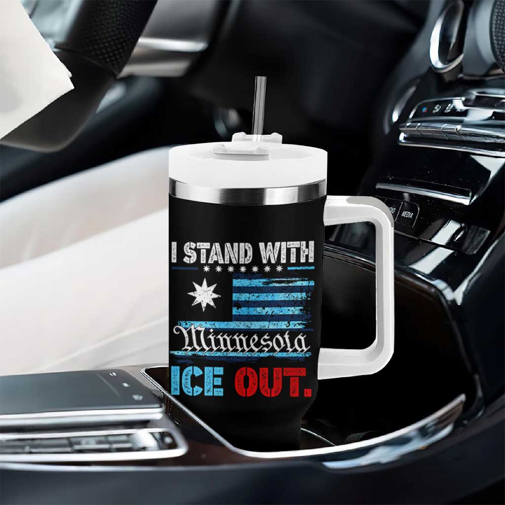 I Stand With Minnesota Tumbler With Handle Minnesota Flag Anti ICE Immigration Protest