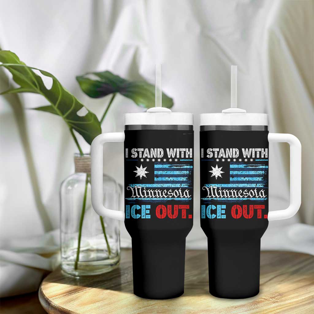 I Stand With Minnesota Tumbler With Handle Minnesota Flag Anti ICE Immigration Protest