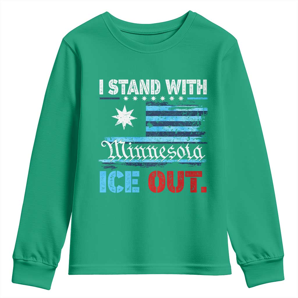 I Stand With Minnesota Youth Sweatshirt Minnesota Flag Anti ICE Immigration Protest