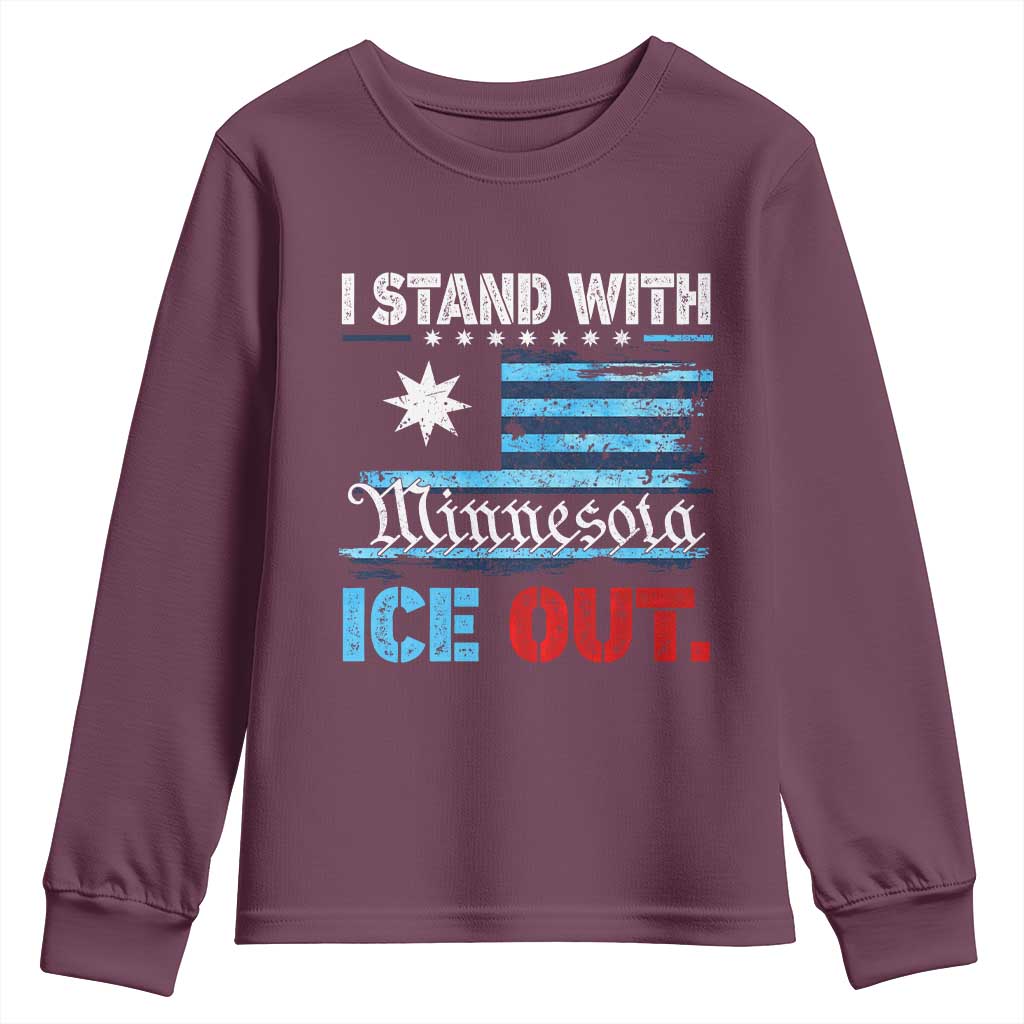 I Stand With Minnesota Youth Sweatshirt Minnesota Flag Anti ICE Immigration Protest