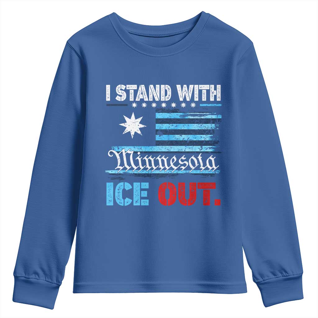 I Stand With Minnesota Youth Sweatshirt Minnesota Flag Anti ICE Immigration Protest