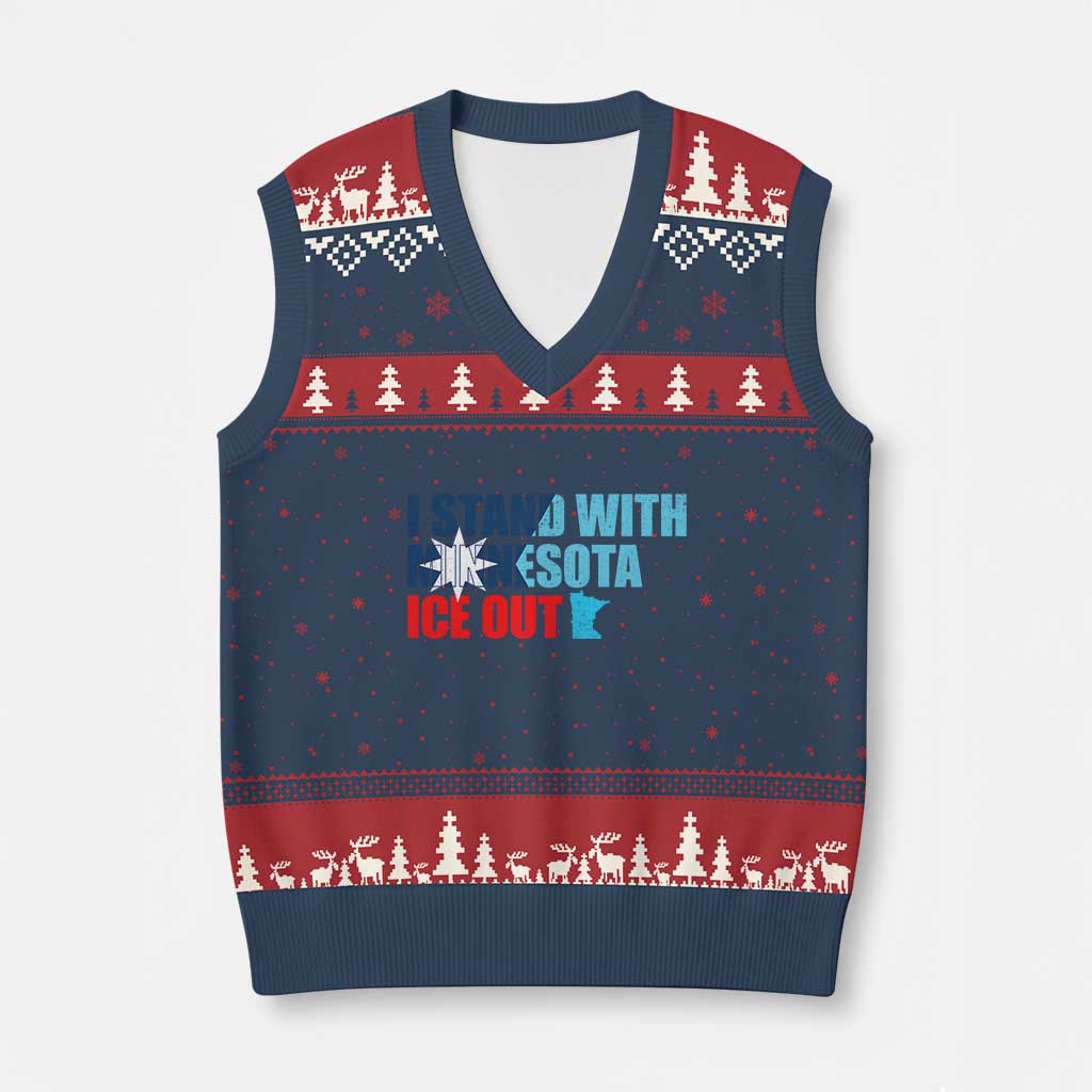I Stand With Minnesota V-Neck Knit Sweater Vest Minnesota Resist Anti ICE Immigration Protest