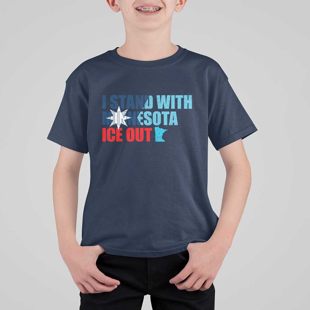 I Stand With Minnesota T Shirt For Kid Minnesota Resist Anti ICE Immigration Protest