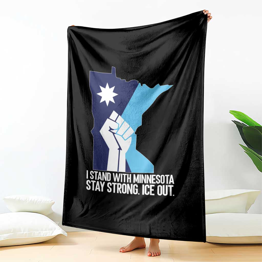 I Stand With Minnesota Throw Blanket Minnesota Flag Anti ICE Immigration Protest Resist