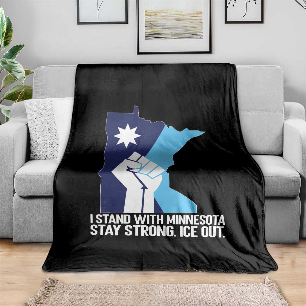 I Stand With Minnesota Throw Blanket Minnesota Flag Anti ICE Immigration Protest Resist
