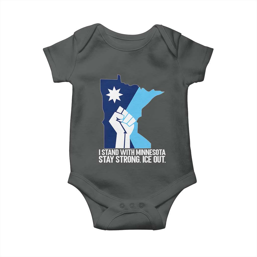 I Stand With Minnesota Baby Onesie Minnesota Flag Anti ICE Immigration Protest Resist