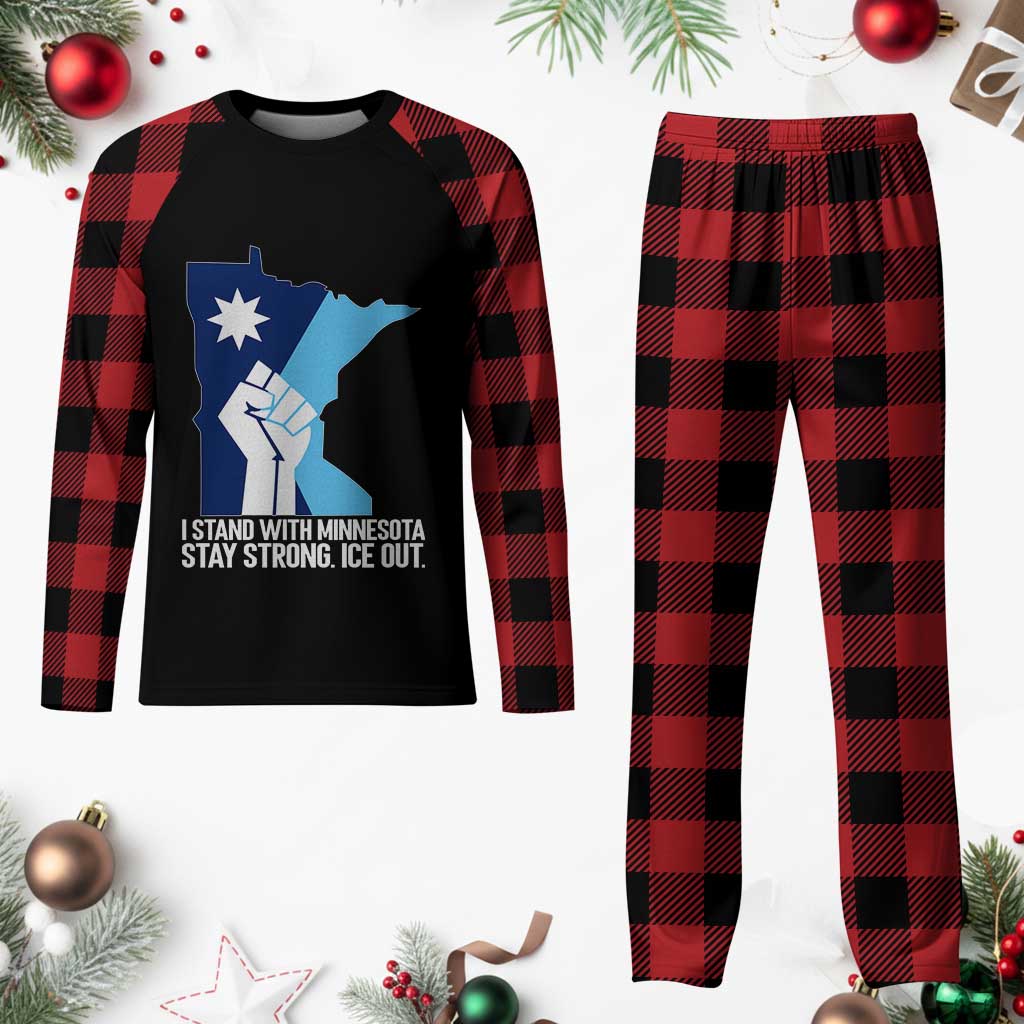 I Stand With Minnesota Plaid Pajama Set Minnesota Flag Anti ICE Immigration Protest Resist