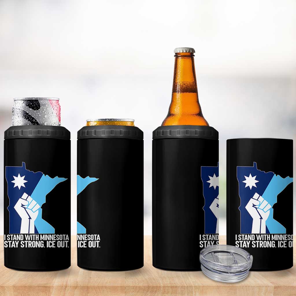 I Stand With Minnesota 4 in 1 Can Cooler Tumbler Minnesota Flag Anti ICE Immigration Protest Resist