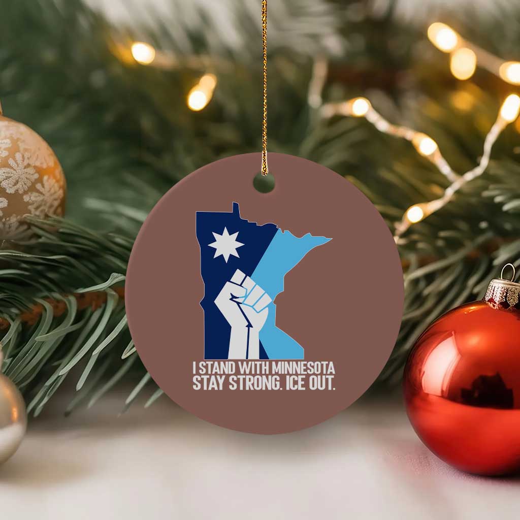 I Stand With Minnesota Ceramic Ornament Minnesota Flag Anti ICE Immigration Protest Resist