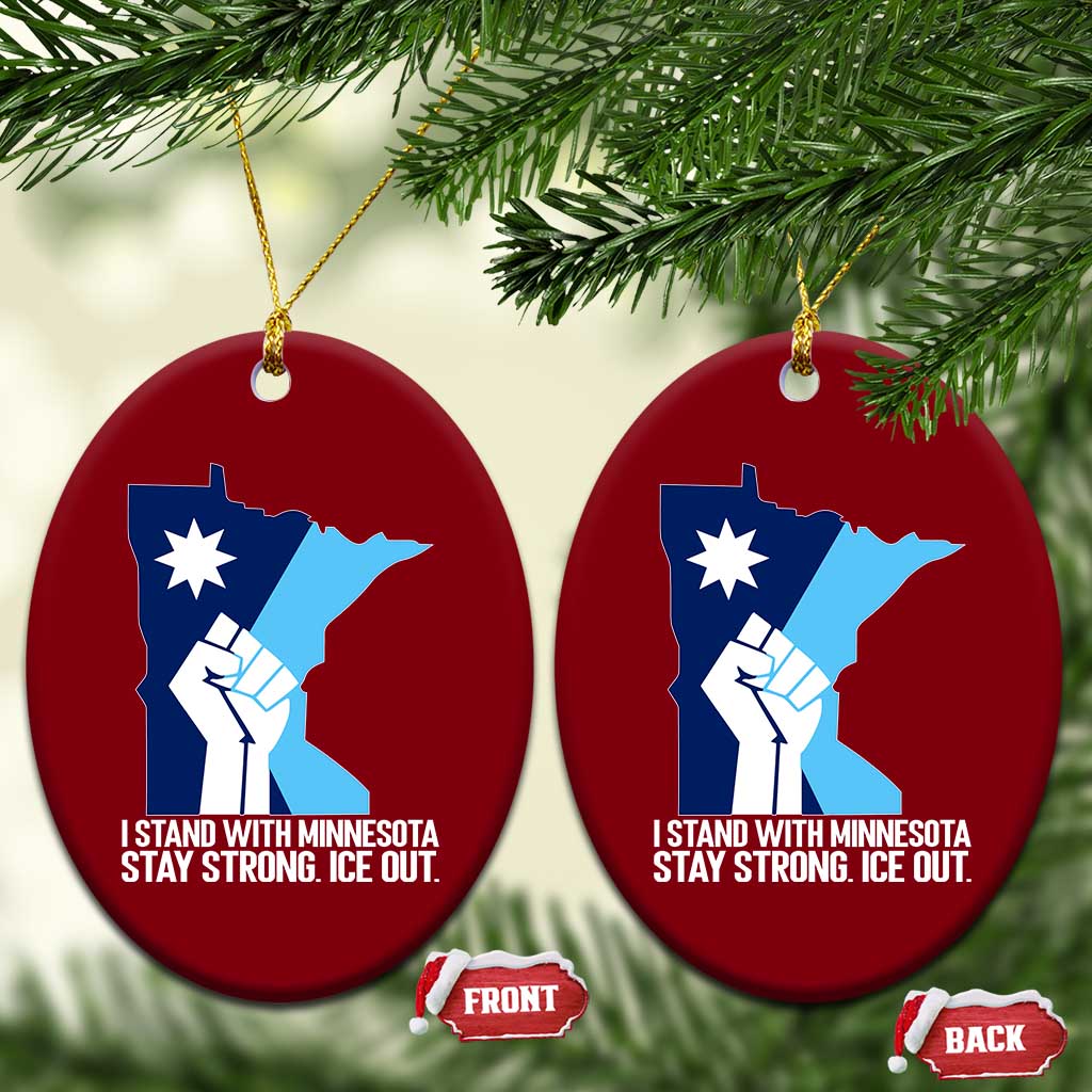I Stand With Minnesota Ceramic Ornament Minnesota Flag Anti ICE Immigration Protest Resist