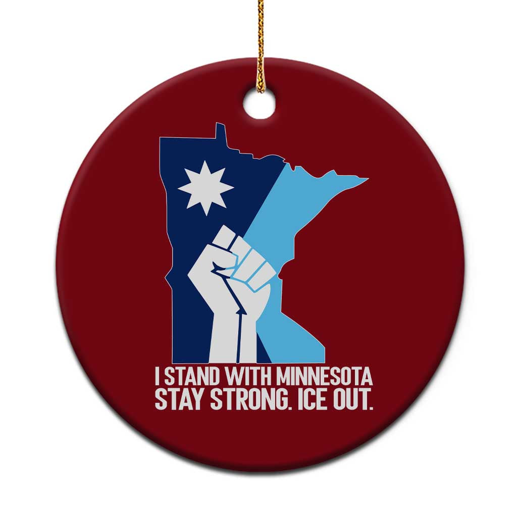 I Stand With Minnesota Ceramic Ornament Minnesota Flag Anti ICE Immigration Protest Resist
