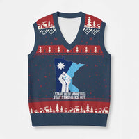 I Stand With Minnesota V-Neck Knit Sweater Vest Minnesota Flag Anti ICE Immigration Protest Resist