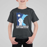 I Stand With Minnesota T Shirt For Kid Minnesota Flag Anti ICE Immigration Protest Resist
