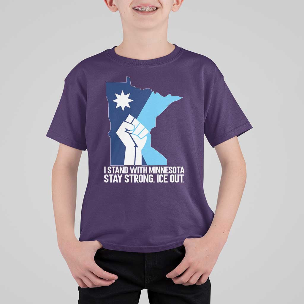 I Stand With Minnesota T Shirt For Kid Minnesota Flag Anti ICE Immigration Protest Resist