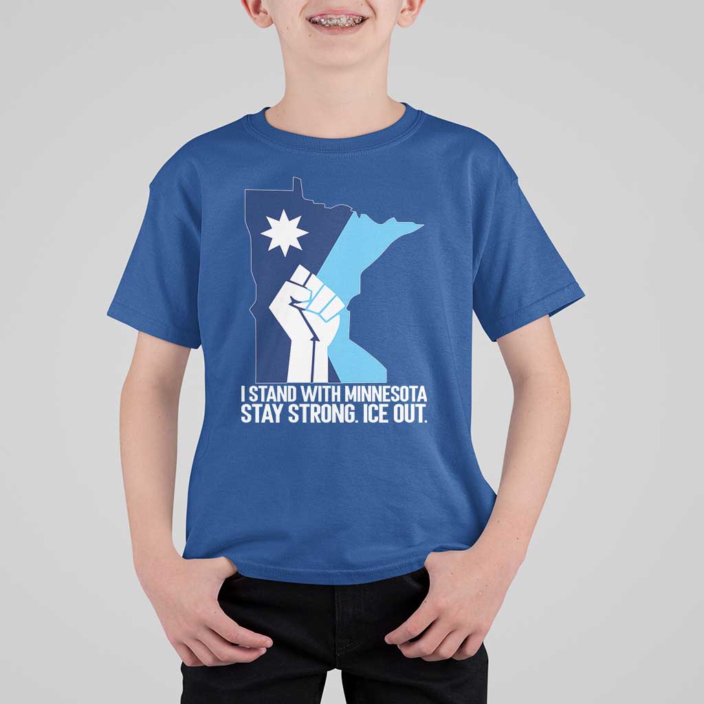 I Stand With Minnesota T Shirt For Kid Minnesota Flag Anti ICE Immigration Protest Resist