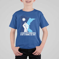 I Stand With Minnesota T Shirt For Kid Minnesota Flag Anti ICE Immigration Protest Resist
