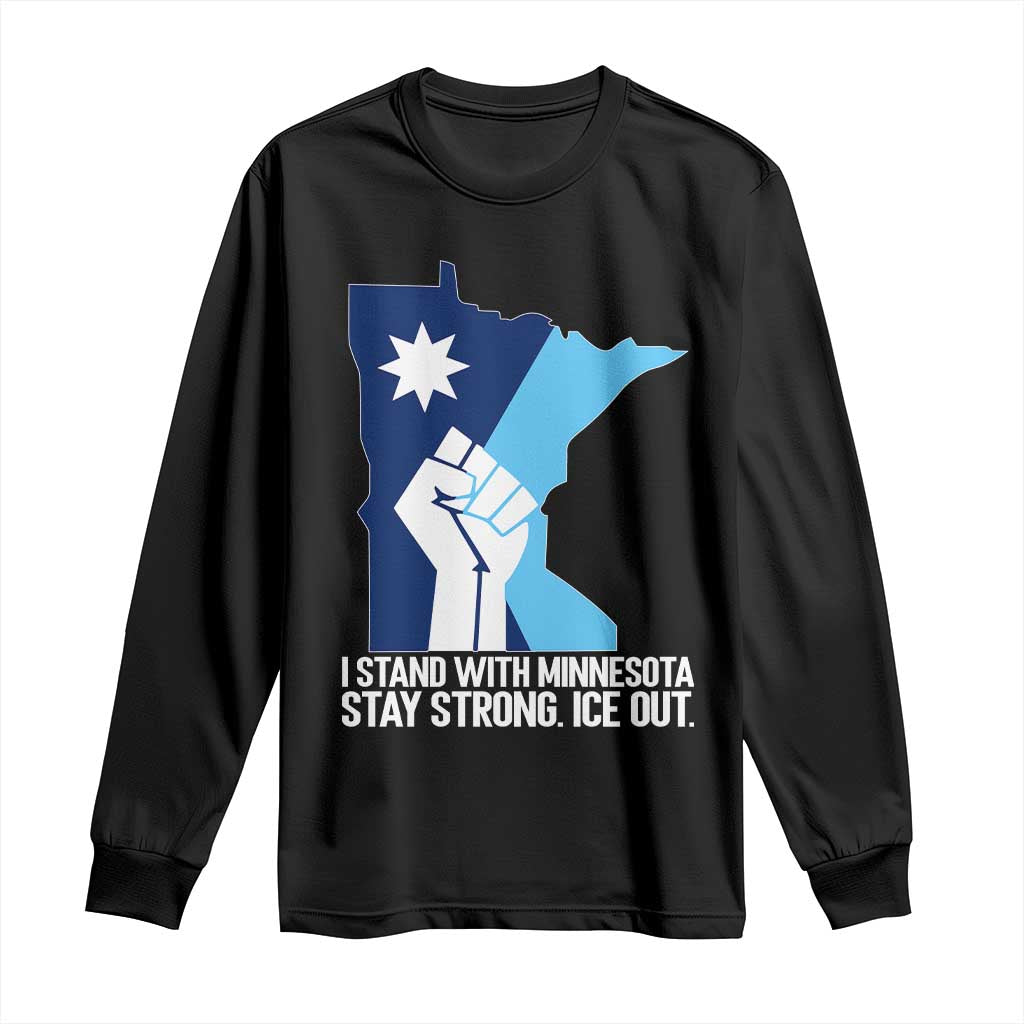 I Stand With Minnesota Long Sleeve Shirt Minnesota Flag Anti ICE Immigration Protest Resist