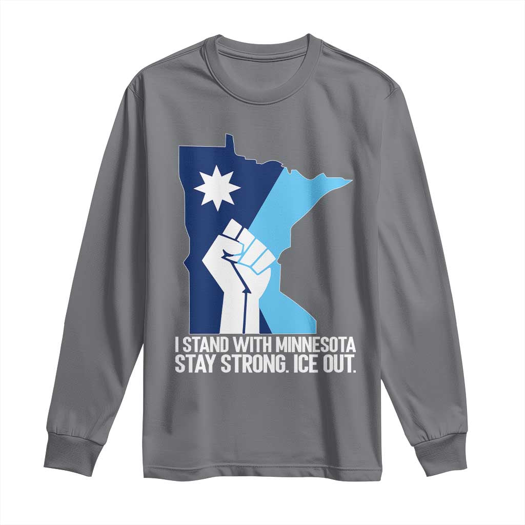I Stand With Minnesota Long Sleeve Shirt Minnesota Flag Anti ICE Immigration Protest Resist