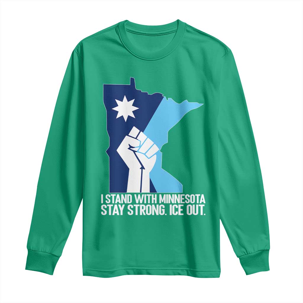 I Stand With Minnesota Long Sleeve Shirt Minnesota Flag Anti ICE Immigration Protest Resist