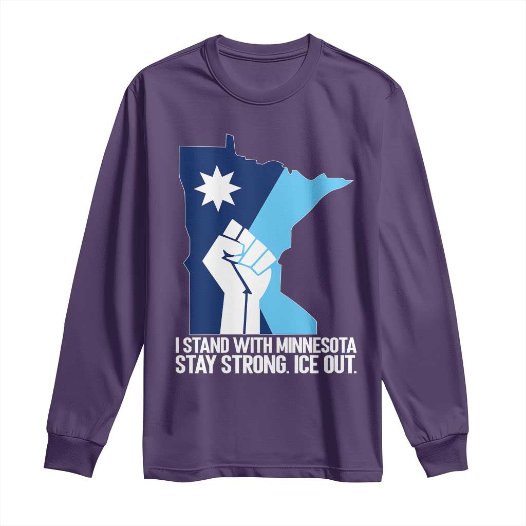 I Stand With Minnesota Long Sleeve Shirt Minnesota Flag Anti ICE Immigration Protest Resist