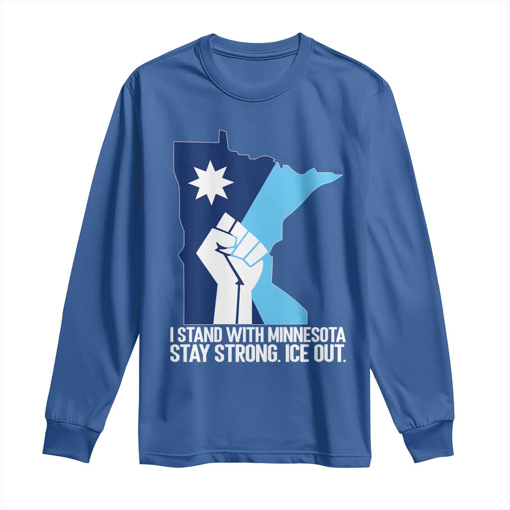 I Stand With Minnesota Long Sleeve Shirt Minnesota Flag Anti ICE Immigration Protest Resist