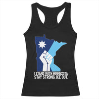 I Stand With Minnesota Racerback Tank Top Minnesota Flag Anti ICE Immigration Protest Resist