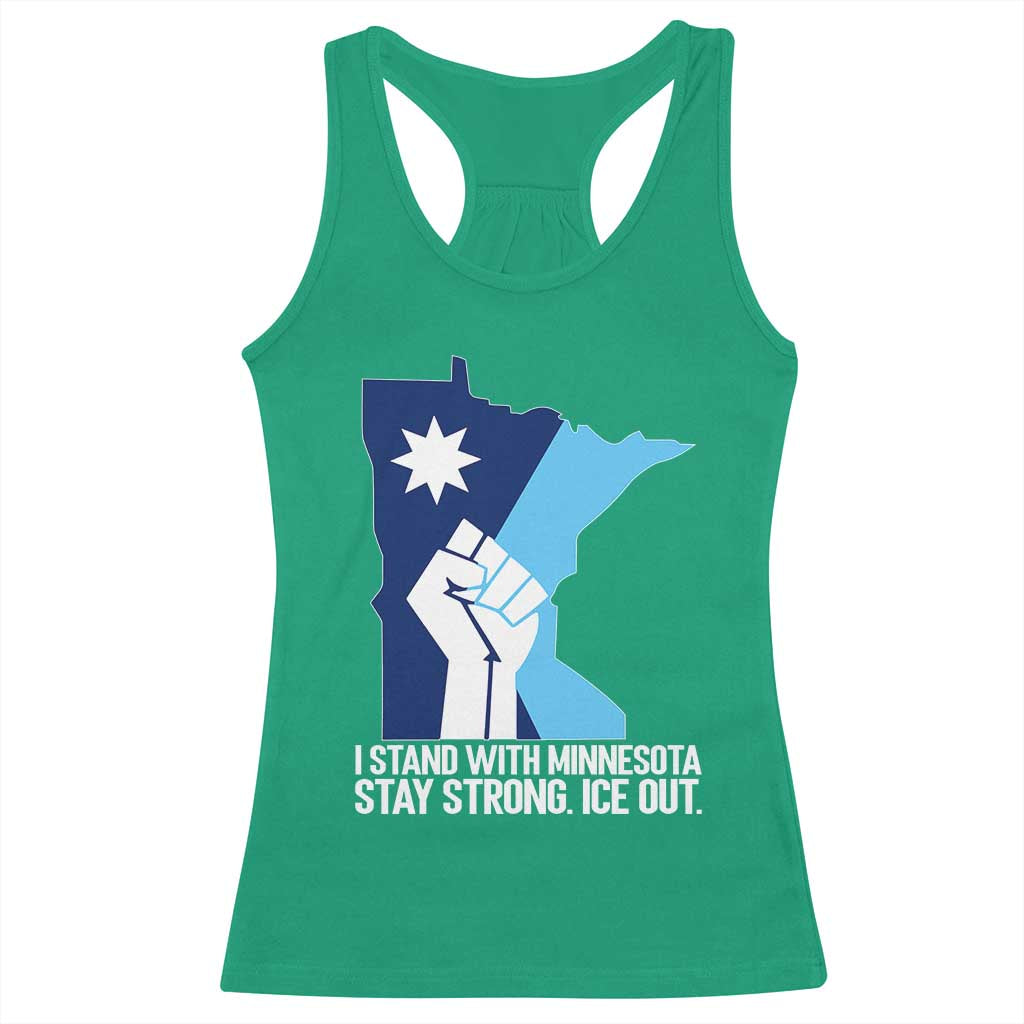 I Stand With Minnesota Racerback Tank Top Minnesota Flag Anti ICE Immigration Protest Resist