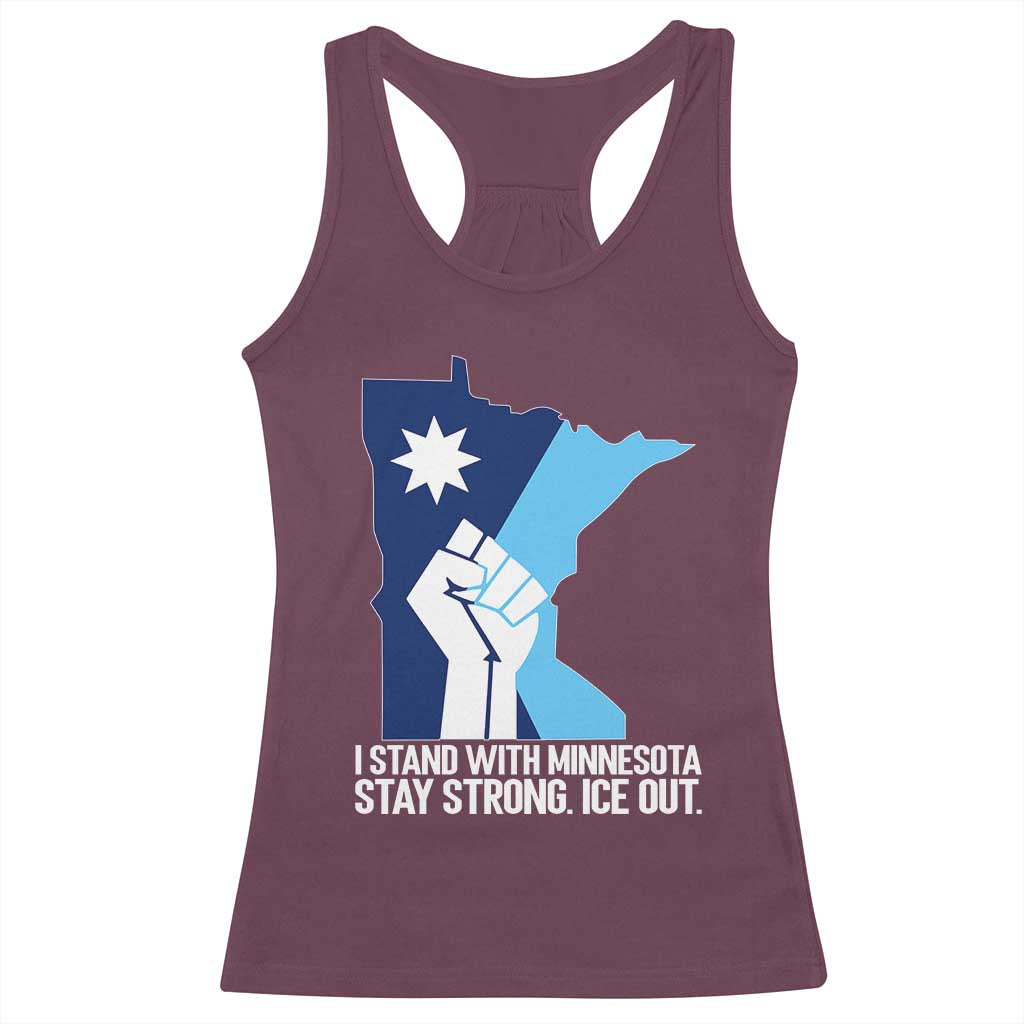 I Stand With Minnesota Racerback Tank Top Minnesota Flag Anti ICE Immigration Protest Resist