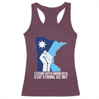 I Stand With Minnesota Racerback Tank Top Minnesota Flag Anti ICE Immigration Protest Resist