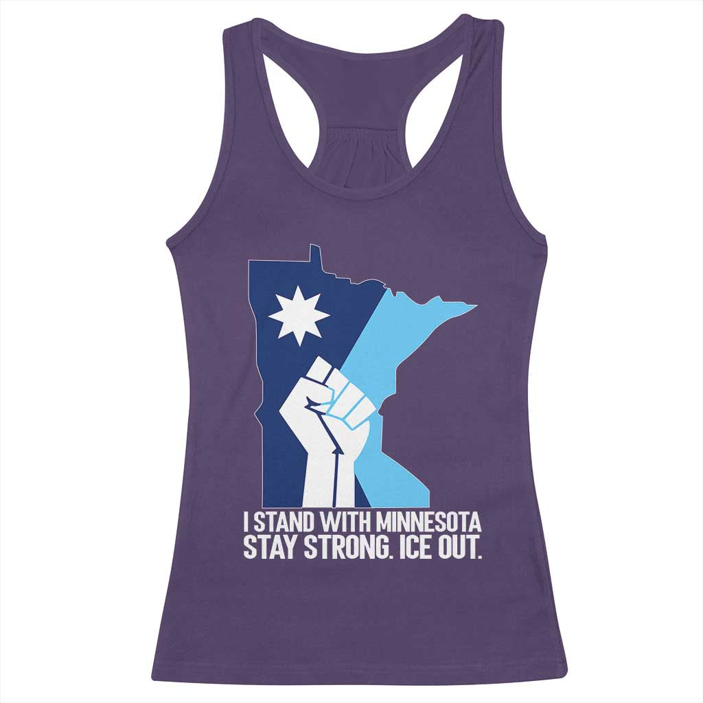 I Stand With Minnesota Racerback Tank Top Minnesota Flag Anti ICE Immigration Protest Resist