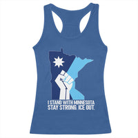 I Stand With Minnesota Racerback Tank Top Minnesota Flag Anti ICE Immigration Protest Resist