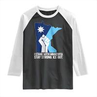 I Stand With Minnesota Raglan Shirt Minnesota Flag Anti ICE Immigration Protest Resist