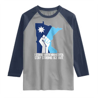 I Stand With Minnesota Raglan Shirt Minnesota Flag Anti ICE Immigration Protest Resist