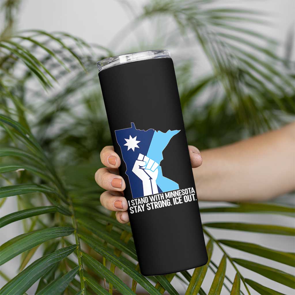 I Stand With Minnesota Skinny Tumbler Minnesota Flag Anti ICE Immigration Protest Resist