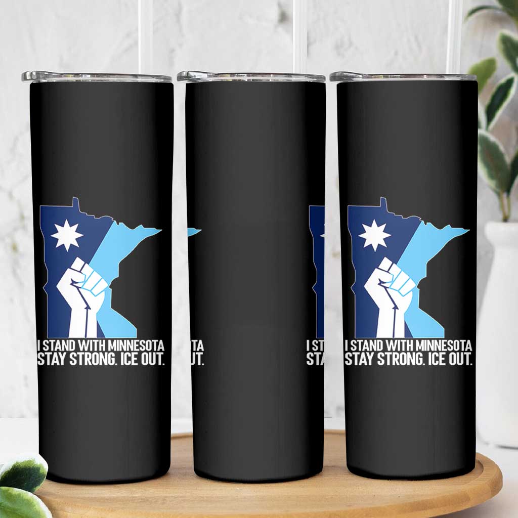 I Stand With Minnesota Skinny Tumbler Minnesota Flag Anti ICE Immigration Protest Resist