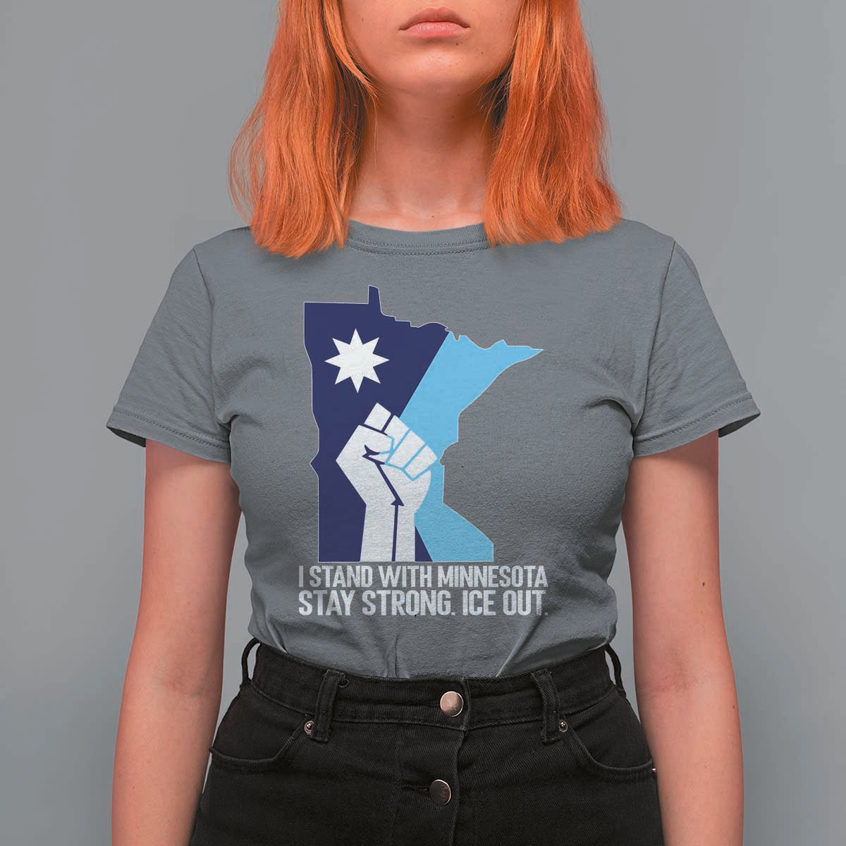 I Stand With Minnesota T Shirt For Women Minnesota Flag Anti ICE Immigration Protest Resist