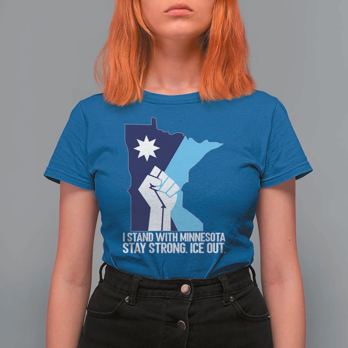 I Stand With Minnesota T Shirt For Women Minnesota Flag Anti ICE Immigration Protest Resist